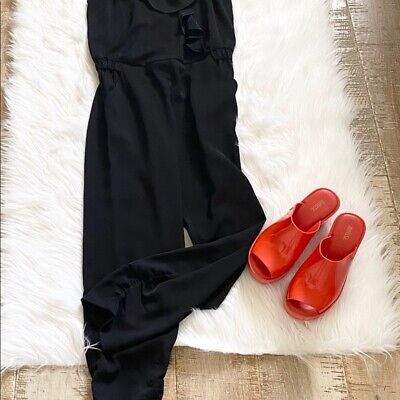 ASYMMETRIC RUFFLED JUMPSUIT - Black