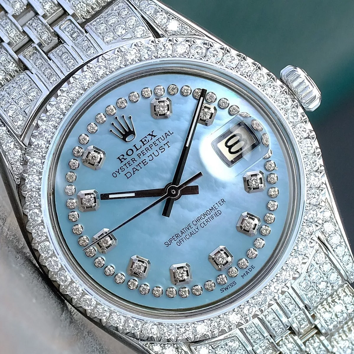 Rolex iced top out blue