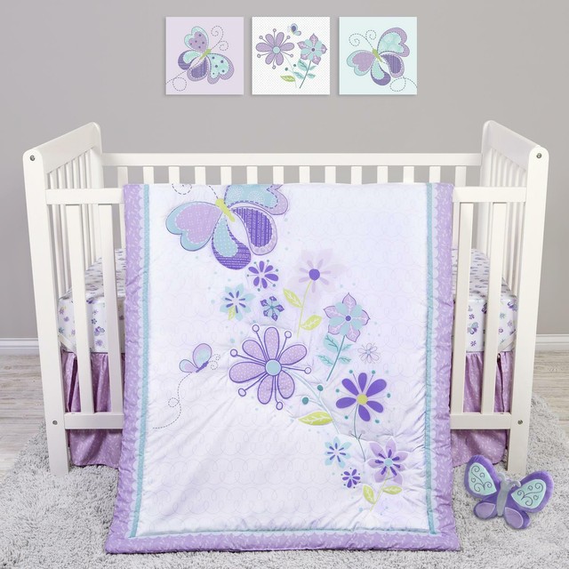 Pink Butterfly Nursery Crib Bedding Set for Baby Girl 6 PCs Set Baby Bedding Set Hand Sew-on//Embroidered Crib Bedding Set Baby Girl Gift Idea