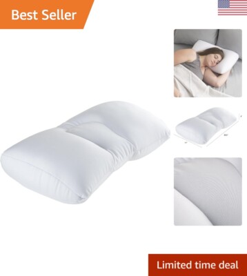 Microbead Pillow for Sleeping and Travel White, Lightweight