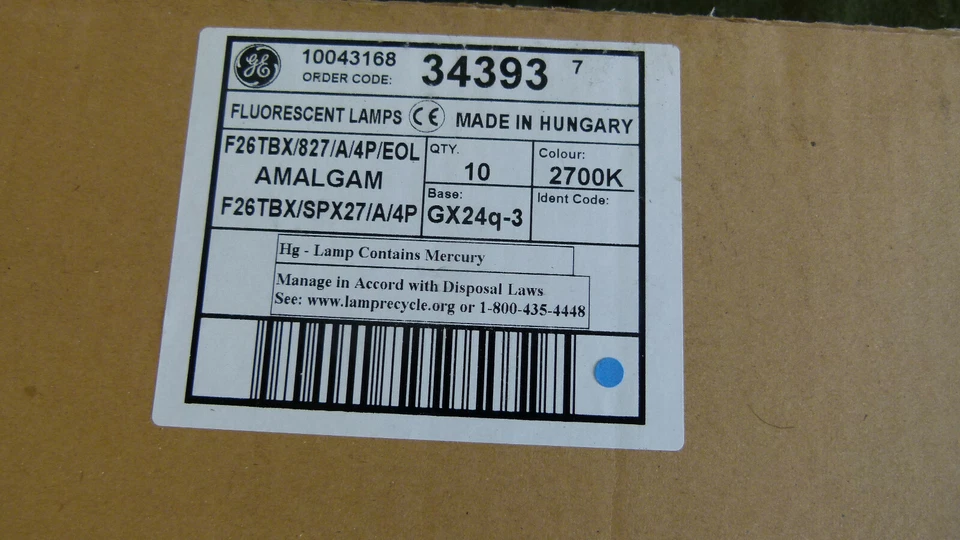 Box of 10 - GE 34393 - F26TBX/SPX27/A/4P Biax 26W 4pin 827 (GX24q-3) CFL - Image 3 of 4