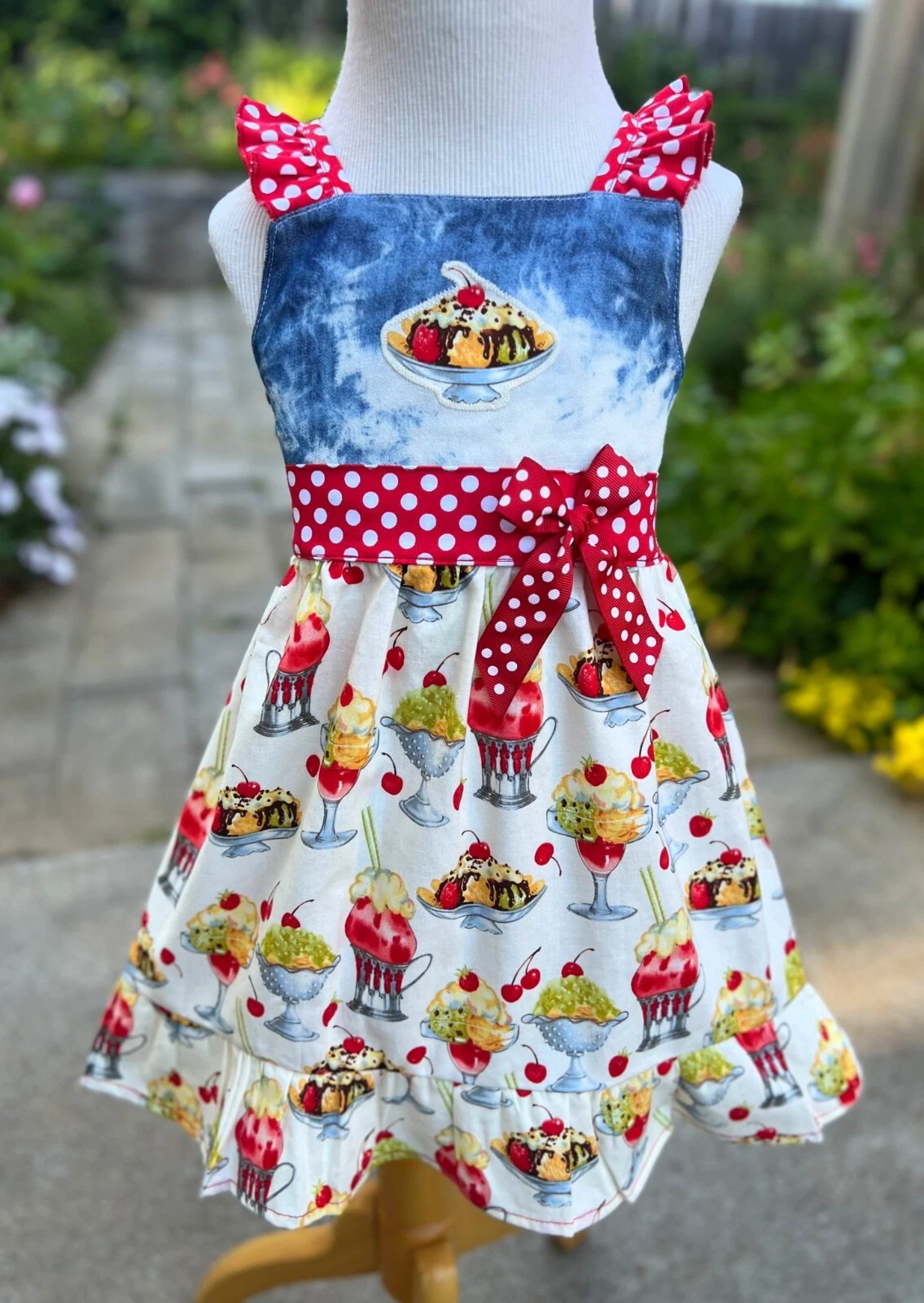 Ice Cream Sundae Retro Print Jumper Dress