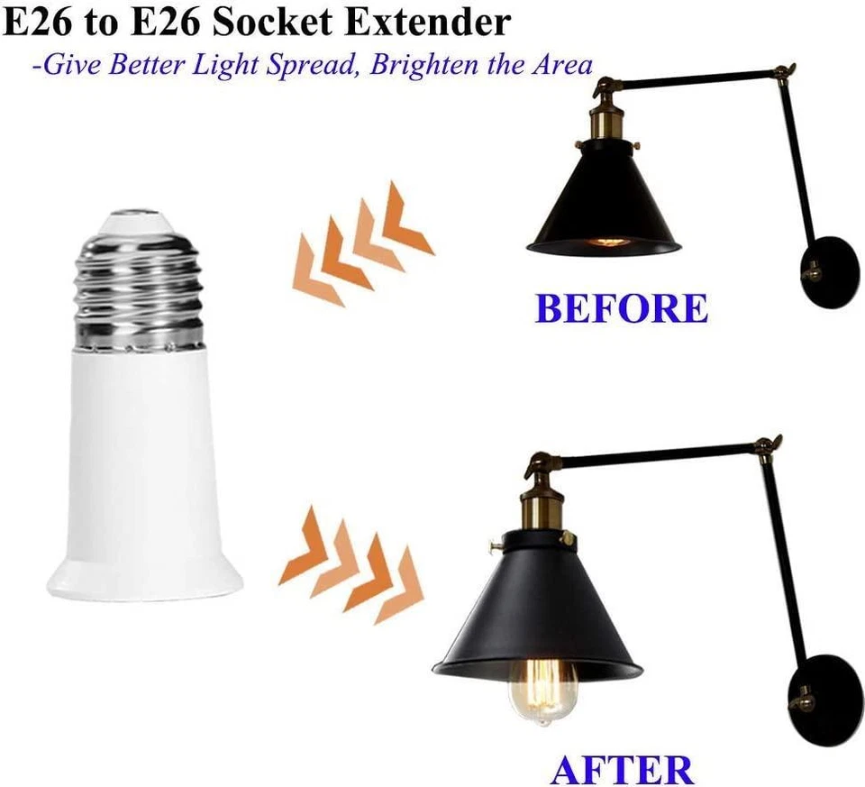 Light Bulb Socket Extender E26/E27 Screw In Adapter 3cm 1.4 inch Extension Base - Image 3 of 4