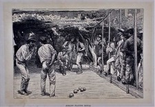 OLD ANTIQUE PRINT ITALY ROME ROMANS PLAYING BOWLS c1890's SPORTS
