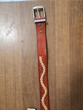 Vtg 70's Western Hand Tooled Braided Leather Belt 46. Made In Mexico