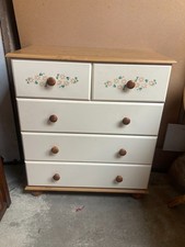 Chest of 5 Drawers Painted & Wood Effect Top 83 x 45 cm x 94 cm high