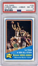 1972 Topps Kareem Abdul-Jabbar #163 All-Star PSA 8 Centered Bucks HOF NBA