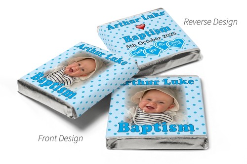 Baptism Chocolates - Personalised Favours - Neapolitan Chocolates-Spotty Blue-V1 - Picture 3 of 4