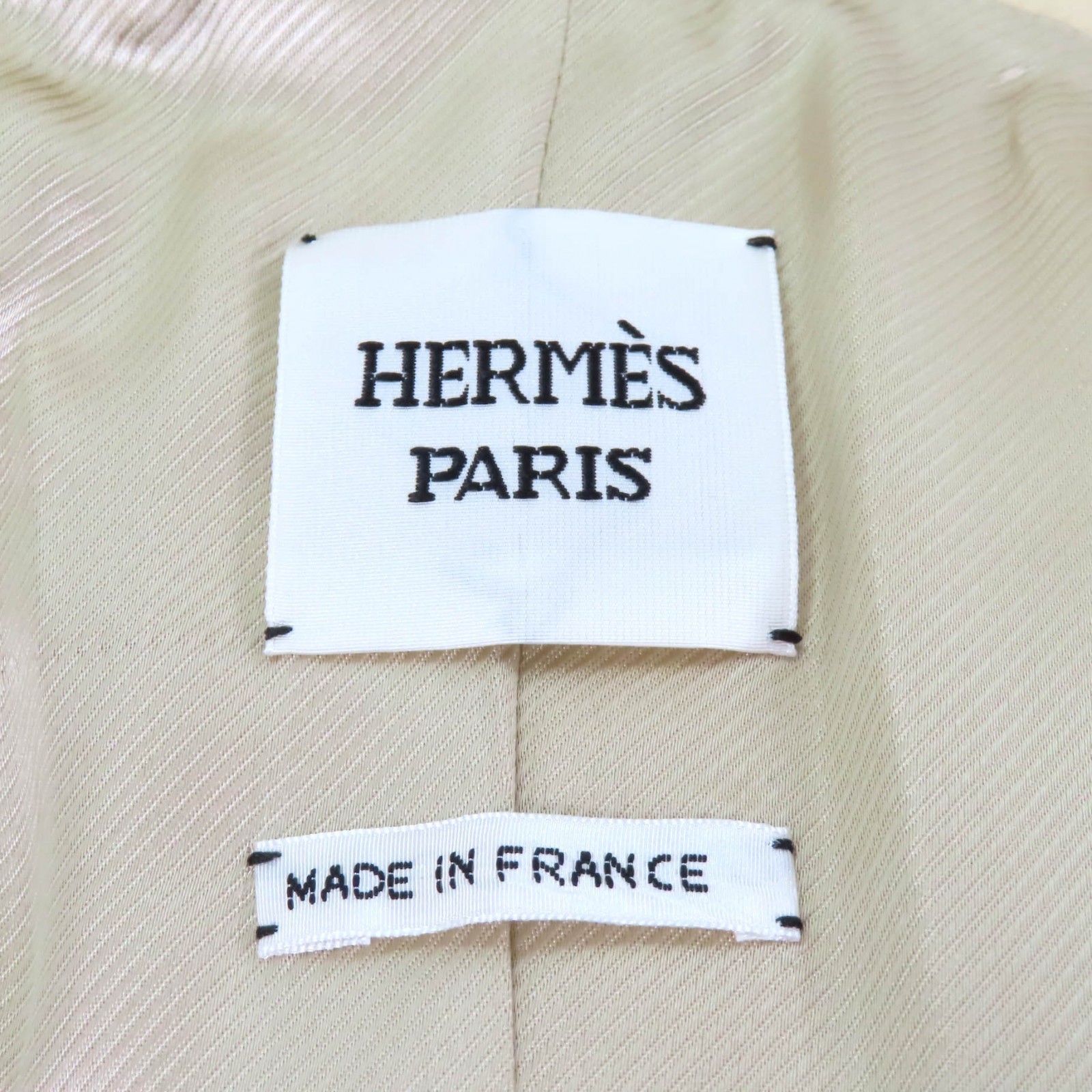 HERMES coat Leather zip raglan sleeve mosaic Beige brown wool Women 36 2H0133DI thumbnail 6