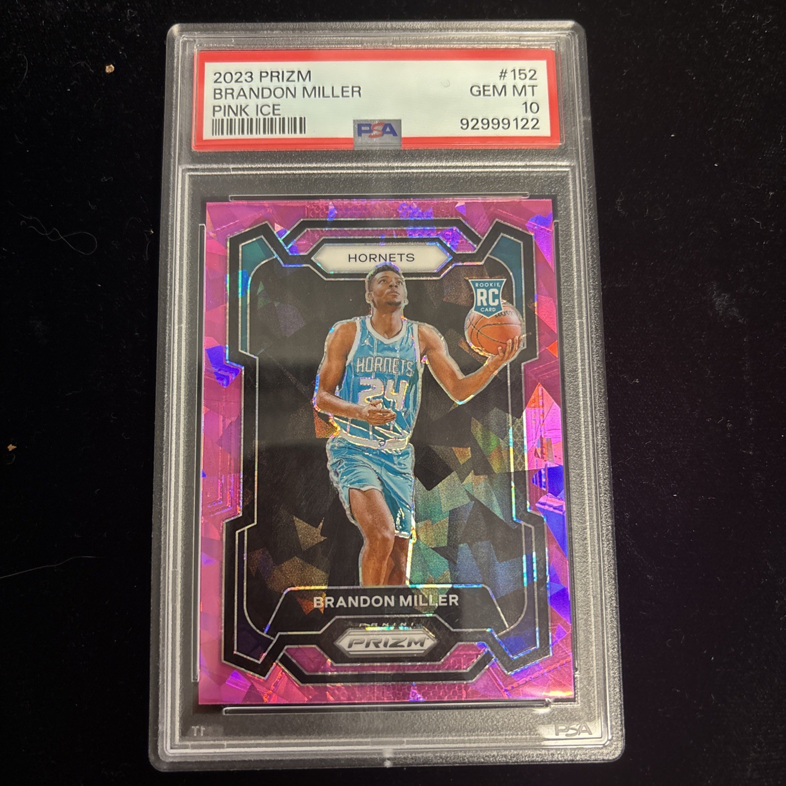 Brandon Miller 2023 Panini Prizm #152 Pink Ice Hornets RC Rookie PSA 10 GEM MINT