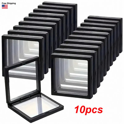 10PCS Floating Display Cases Clear Jewelry Coin Ring Storage Boxes