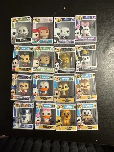 Funko Bitty Pop! 16 Lot Disney Mini Figures , Rare Gold Minnie, Jack Skellington