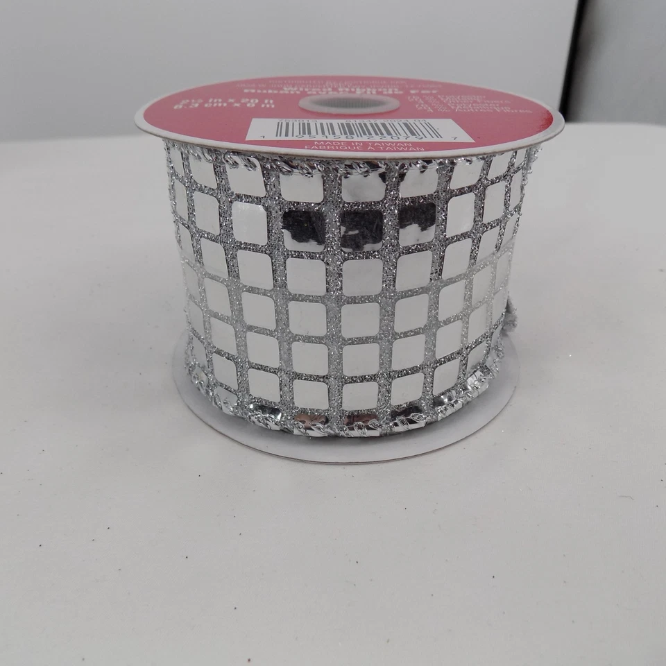 Celebrate it Silver Metallic Reflective Wired Christmas Ribbon 2.5" x 20 ft New - Image 3 of 4