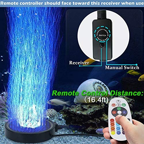 Aquarium Bubble LED Lights RGBW, Remote Controlled Air Stone Disk, with 16 - Picture 7 of 7