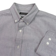 Banana Republic Mens Button Down Shirt M Solid Gray Pocket Cotton Long Sleeve