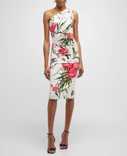 DOLCE & GABBANA One-Shoulder Silk Dress With Floral Print Size 36 Retails $2,295