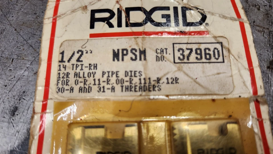 Ridgid 37960 Pipe Threader Dies 1/2" NPSM 14 TPI-RH 0R/11R/00R/111R/12R/30A/31a - Image 3 of 4