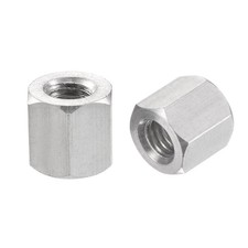 M6 x 1.0-Pitch 20mm Length 304 Stainless Steel Metric Hex Coupling Nut, 5-Pack