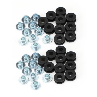 10-Piece Motorcycle Rubber Grommet Assortment Kit - Fairing Mounting Hardware, Black & Silver