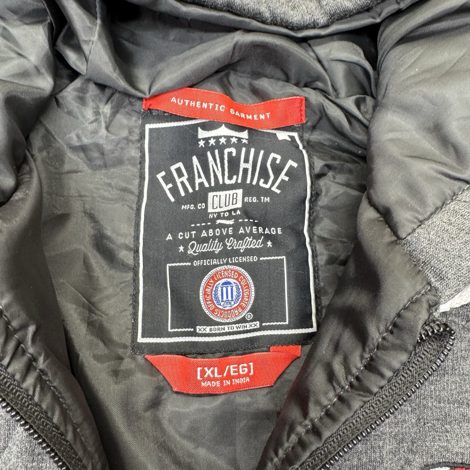 NWOT Georgia Bulldogs Franchise Club Diamond Quilt Full Zip Hoodie Jacket sz XL