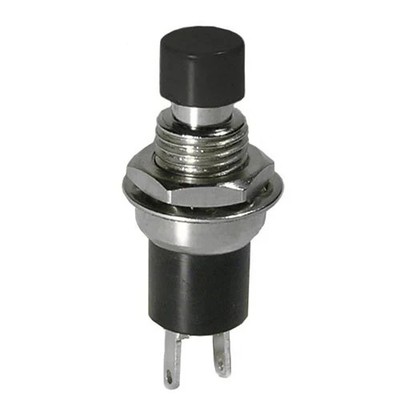 SCAH-1201B - PUSH SWITCH MOM 1P1T NC THR SOL 7MM BLK CAP 1A/125VAC