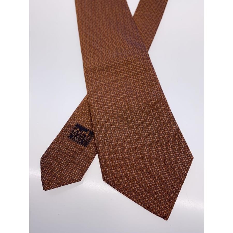HERMES Silk Tie Brown Solid Made in France Very G… - image 2