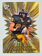 2001 Press Pass Breakout Die-Cut Justin Smith Rookie Card #B34. rookie card picture