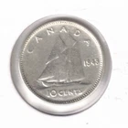 1943 Canada Circulated KGVI & Schooner Silver 10 Cent Coin! #3