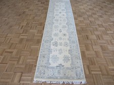 2'6 x 10 Runner Hand Knotted Ivory Modern Oushak Oriental Rug G16489