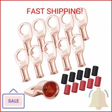 XHF 10PCS 8 AWG-3/8 Heavy Duty Battery Lugs with 3:1 Heat Shrink Tubing UL Liste