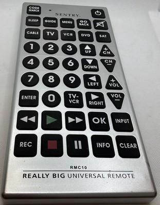 Sentry RMC10 Really Big Universal Remote Oversized TV Remote Tested Working