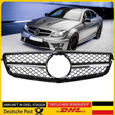 für Mercedes-Benz W204 S204 C204 Schwarz Chrom 07-14 Grill Sport Kühlergrill