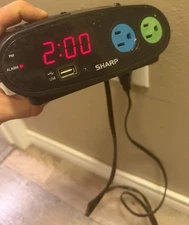 SHARP Alarm Clock - Model SPC136 - 2 Power Outlets With USB Charge Port - USED