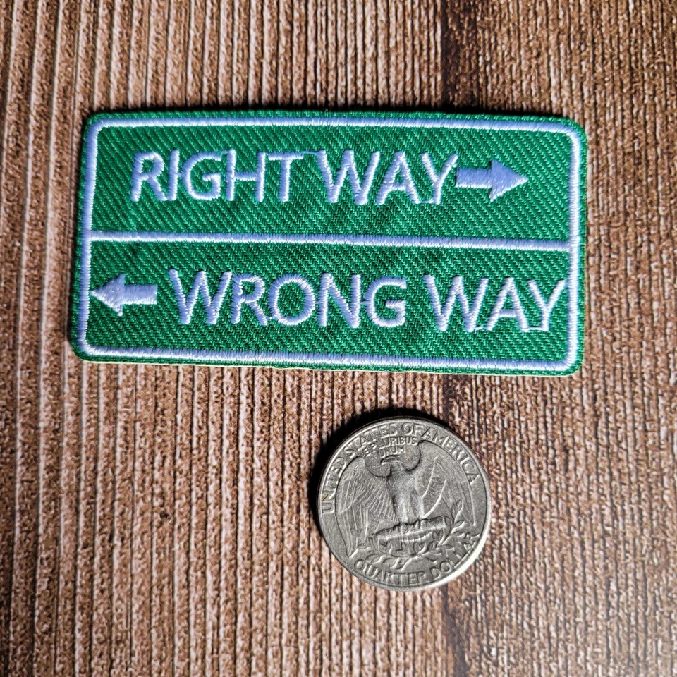 Right Way Wrong Way Vintage Y2k Style Alternative Embroidered Iron on Patch - Image 2 of 2