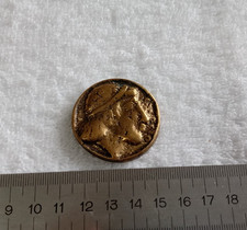 MEDAGLIA MONETA METALLO FORSE OTTONE - PROFILO GRECO O ROMANO E GALLO VEDI FOTO