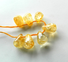Citrine Smooth Teardrop Briolettes 8-10mm x 6-7mm Approx Mixed Clarity Bag Of 7