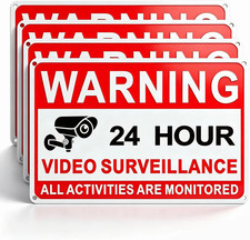 4 Pack Video Surveillance Signs, 8 X 12 Inch Aluminum Camera Signs, CCTV Securit