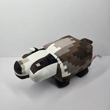 Minecraft Legends Badger Plush 10" Stuffed Animal Black White Mojang Jinx Movie