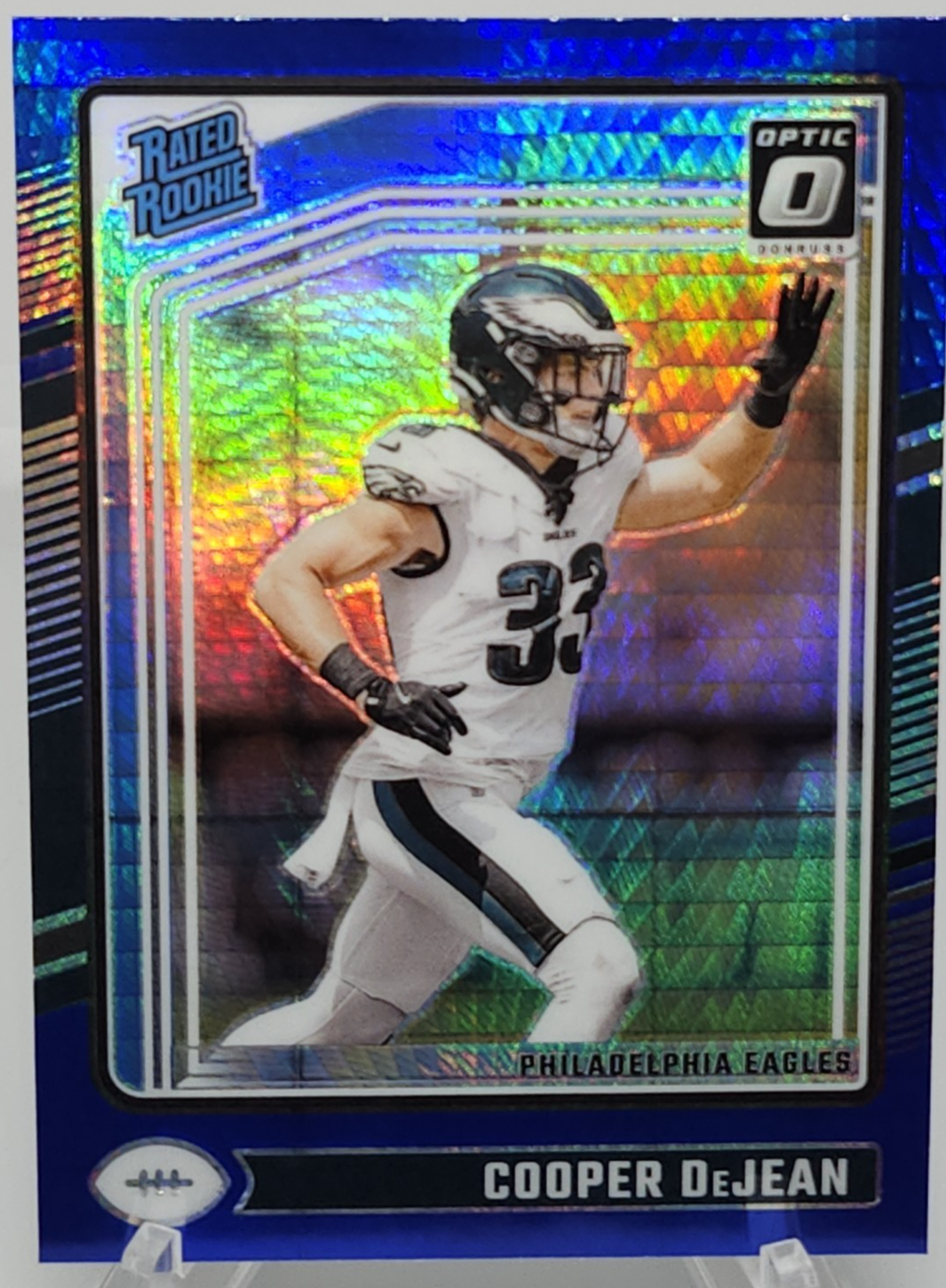 2024 Donruss Optic RC Cooper Dejean Blue Hyper Rated Rookie Eagles #221