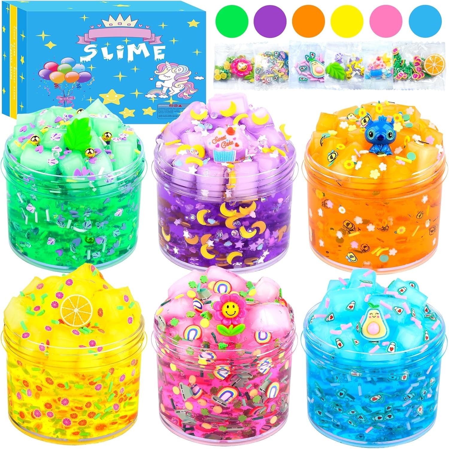 6 Pack Jelly Cube Crunchy Slime Kit – Super Soft & Clear Sensory Toy