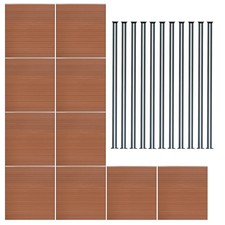 Kit Clôture 10 Panneaux Composite Plastique Marron 11 Poteaux 185cm à Emboîter