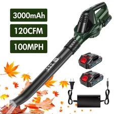 5 Speeds Blower Cordless 180MP Handheld Electric Leaf Blower W/ 2 Batteries 21V