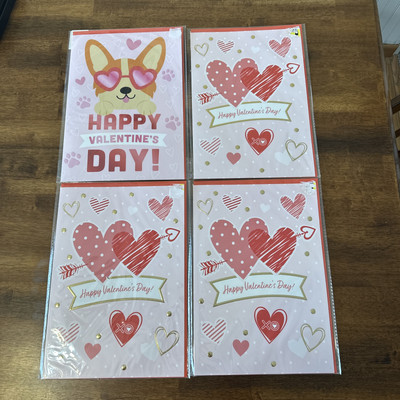 Happy Valentine's Day  Greeting Card w/ Env. Lot of 4   X-Large 11.5' x 8.5''