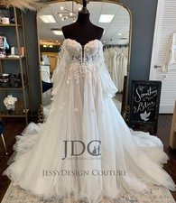 Luxurious lace wedding dress wedding dress 32-60 beads with train sleeves blush