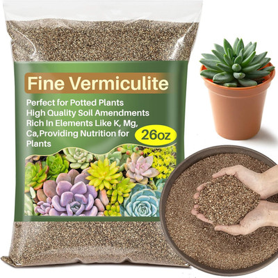 Organic Vermiculite 26Oz - Fine Soil Amendment for Potted Plants and Gardens 1-3