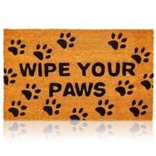 Juvale Wipe Your Paws Doormat - Coir Door Mat with PVC 17 x 30 inches, Brown