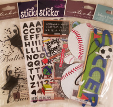 Lot of Five New Sticko Stickers, Academic School Theme - Scrapbooking, Journal