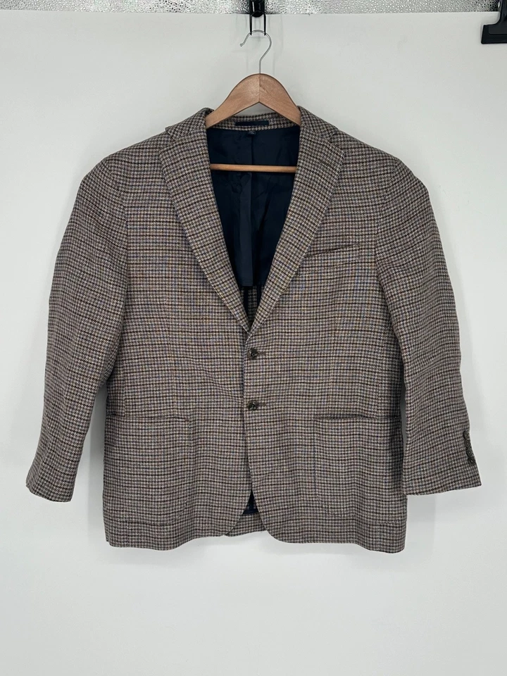Blazer Abrigo Deportivo Jos A Bank 1905 Mezcla Lana Lino Para Hombre 42S Marrón Pata de Gallo J6 Foto 2 de 4