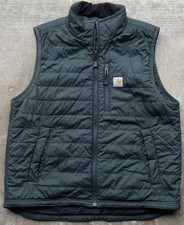 Carhartt Quilted Zip Vest Dark Green Stand-Up Collar Zipped Pockets Men's Size L