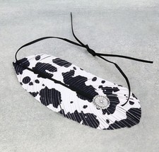 Western Concho Feather Hat Band Leopard or Cow Print 